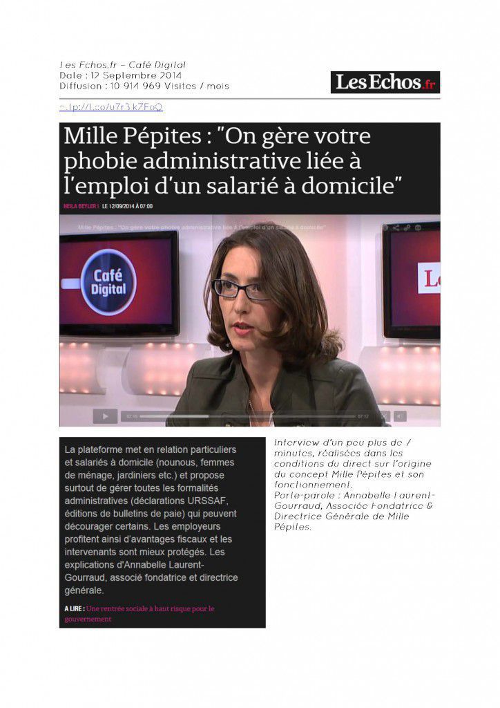 Capture d'écran - interview de Mille Pépites dans Café Digital - 12 Septembre 2014